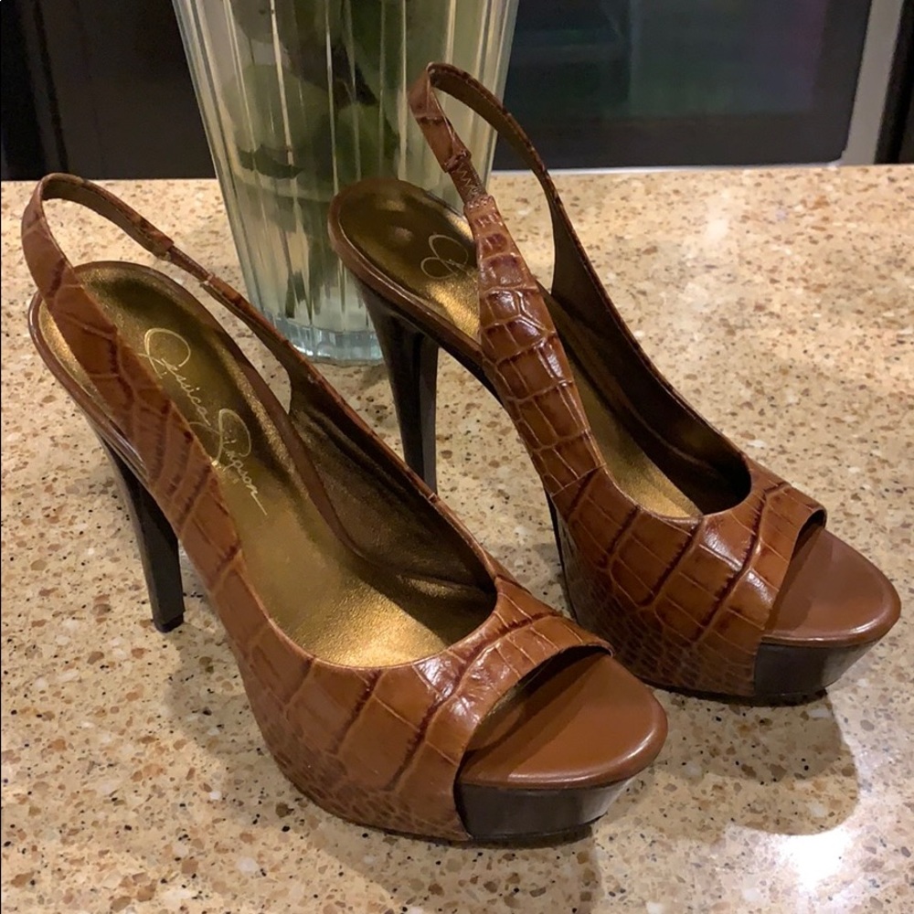Jessica Simpson EUC Brown/Tan SlingBack Heel 6.5